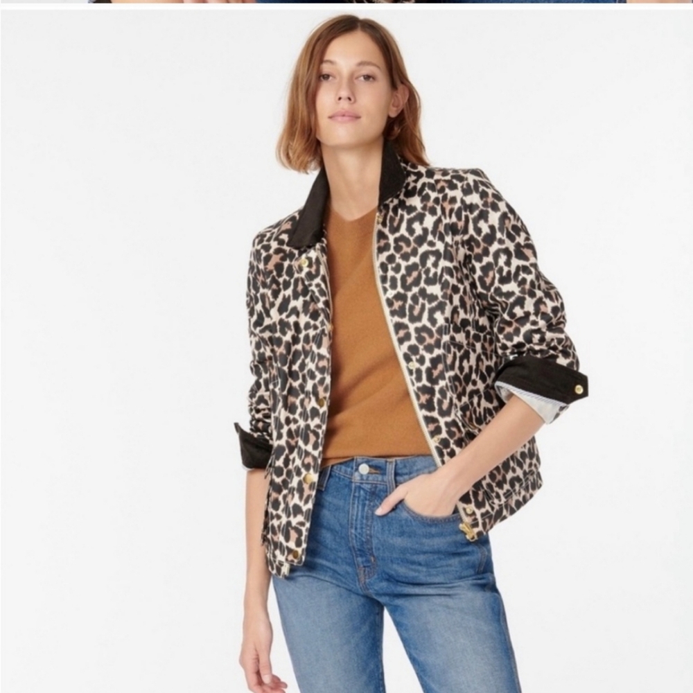 J. Crew Leopard Barn Jacket SZ XXS